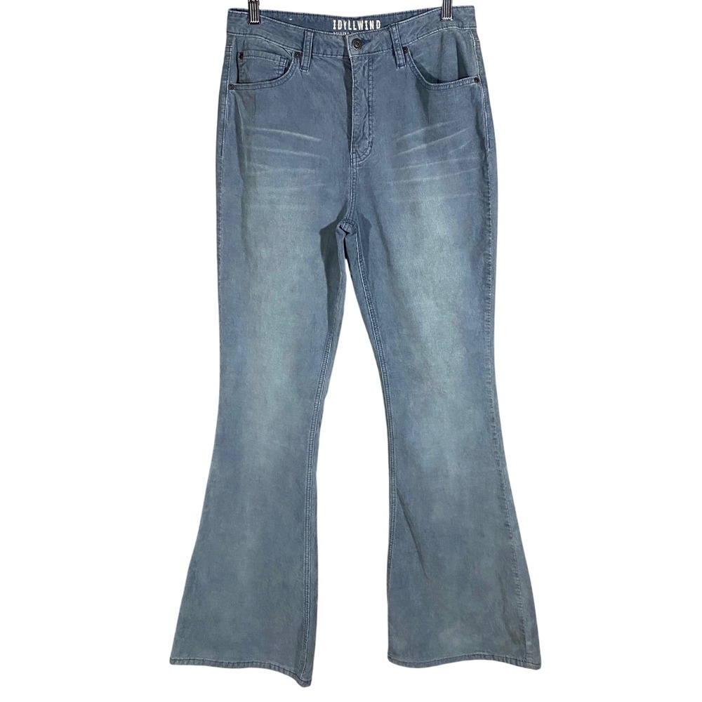 Idyllwind Miranda Lambert Blue Gray Corduroy Flare Bell Bottom Pants Size‎ 31x34